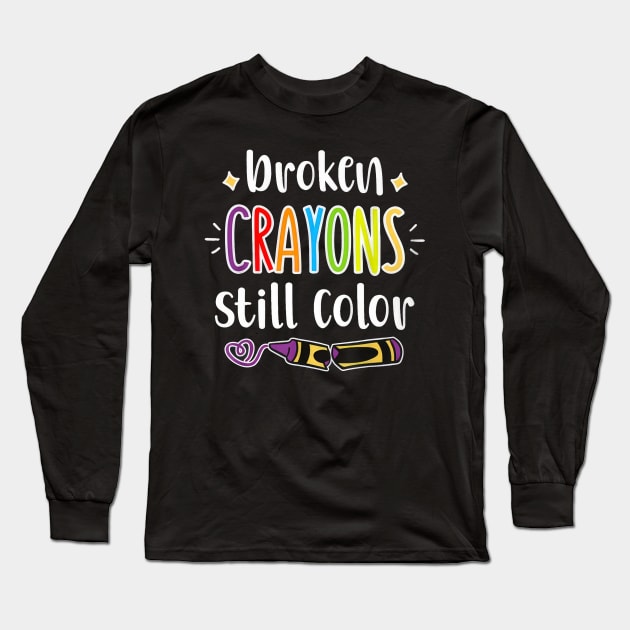 Broken Crayons Still Color Autism Awareness Long Sleeve T-Shirt by Mhoon 